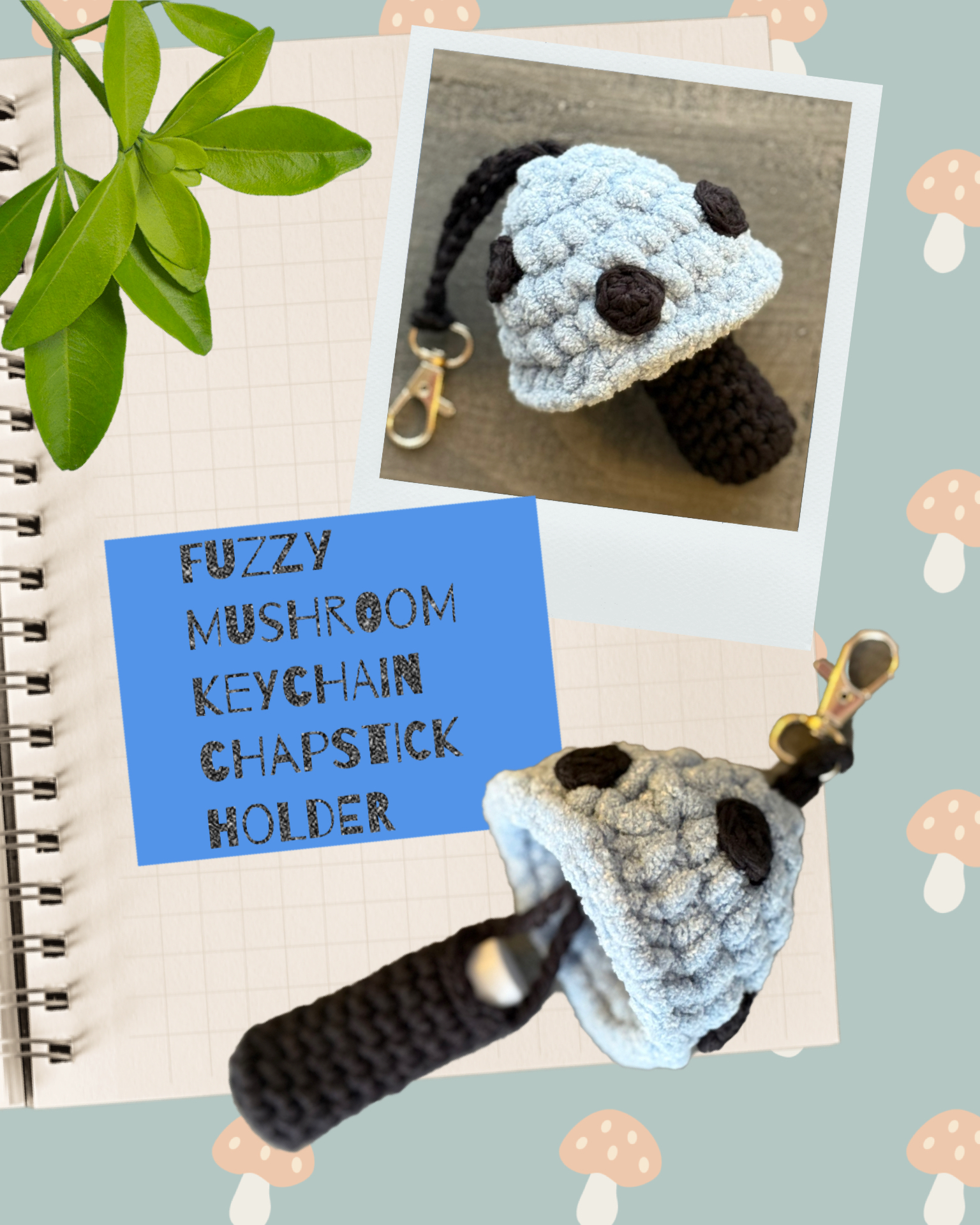 Fuzzy Mushroom chapstick holder