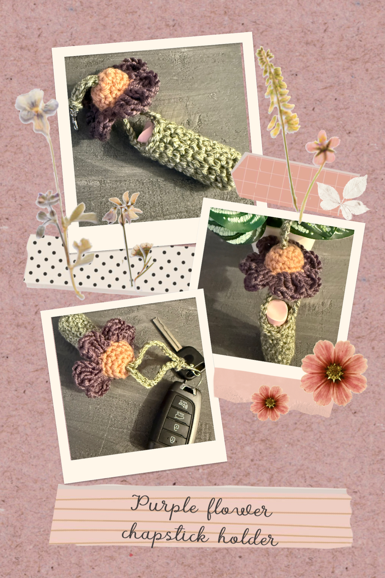 Purple flower chapstick holder