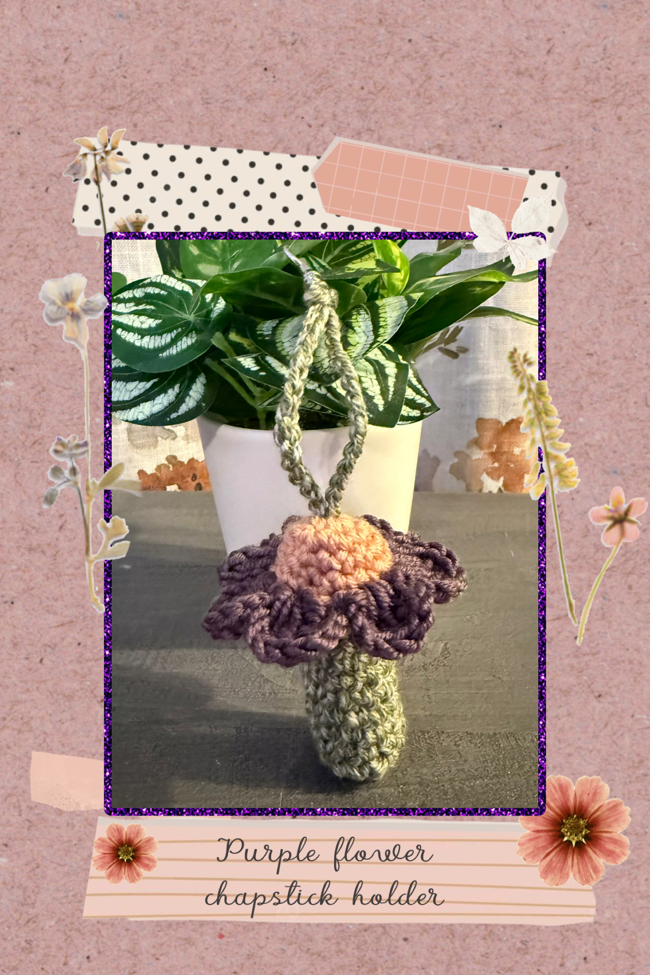 Purple flower chapstick holder