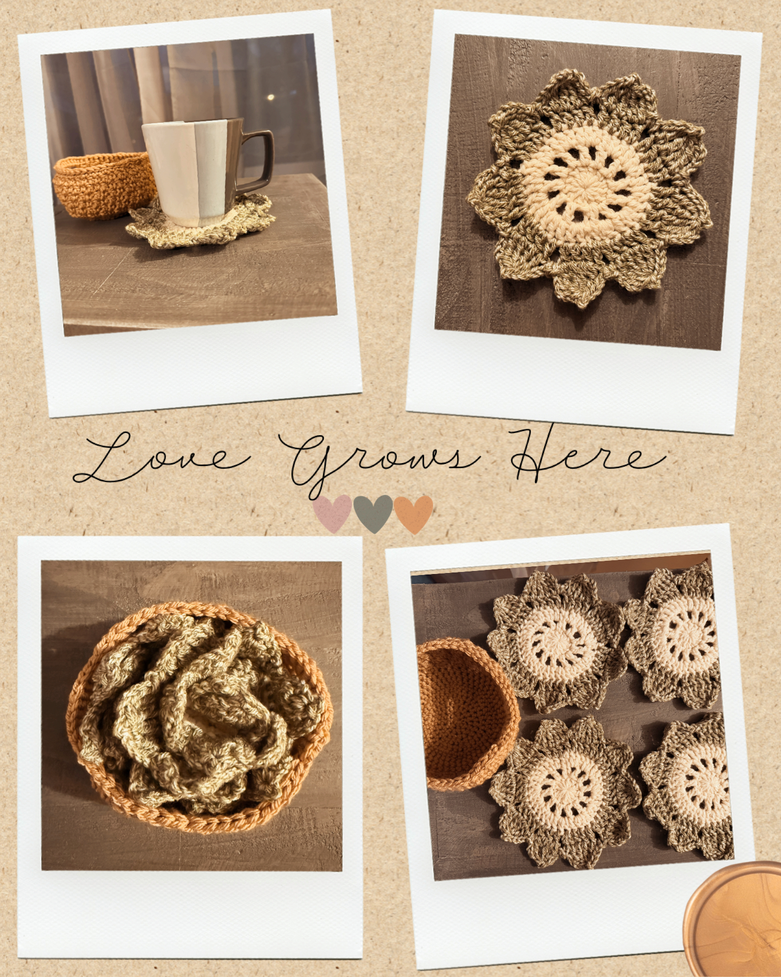 Crochet Succulent Coaster Set Details