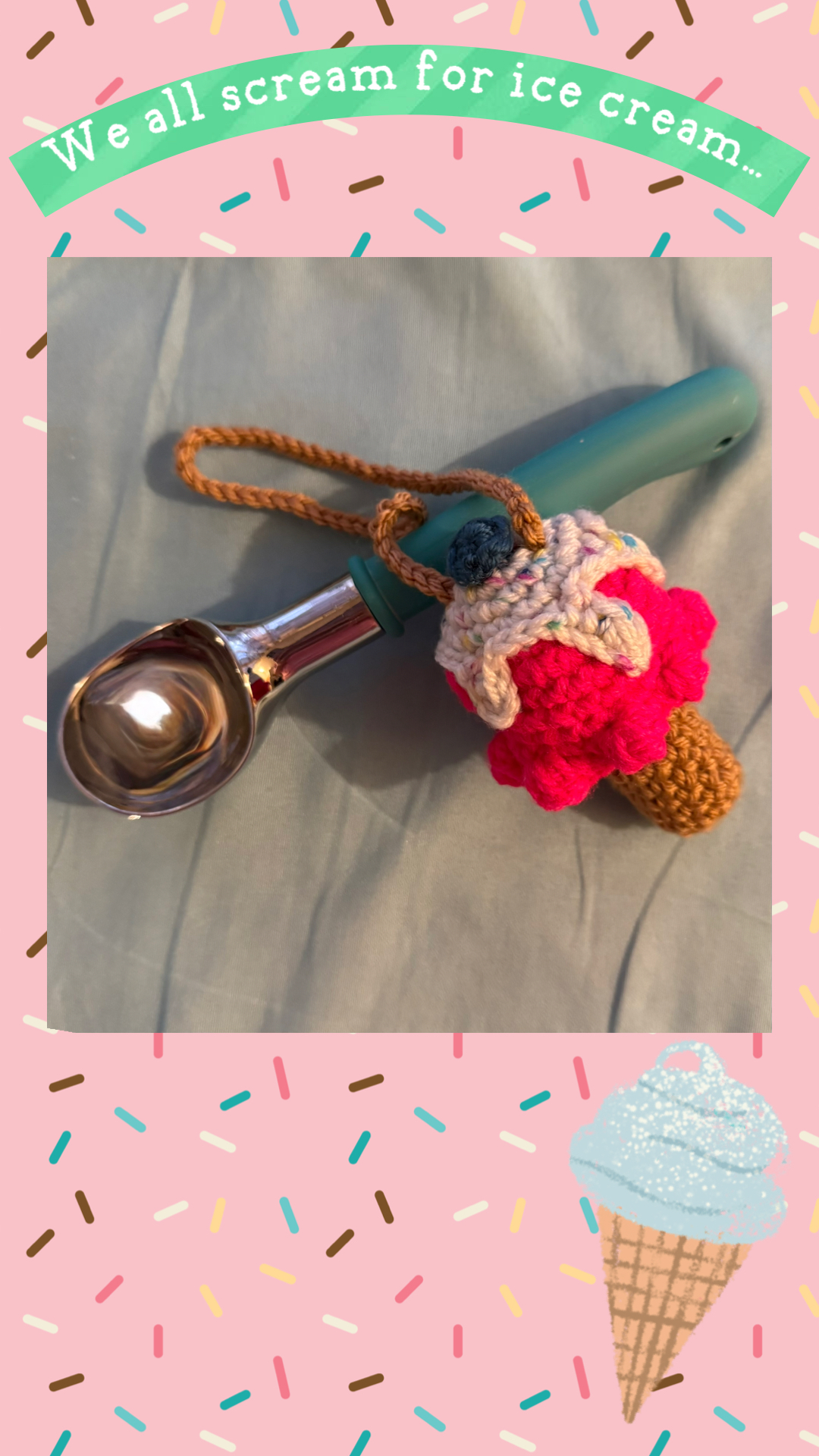 Pink ice cream chapstick holder