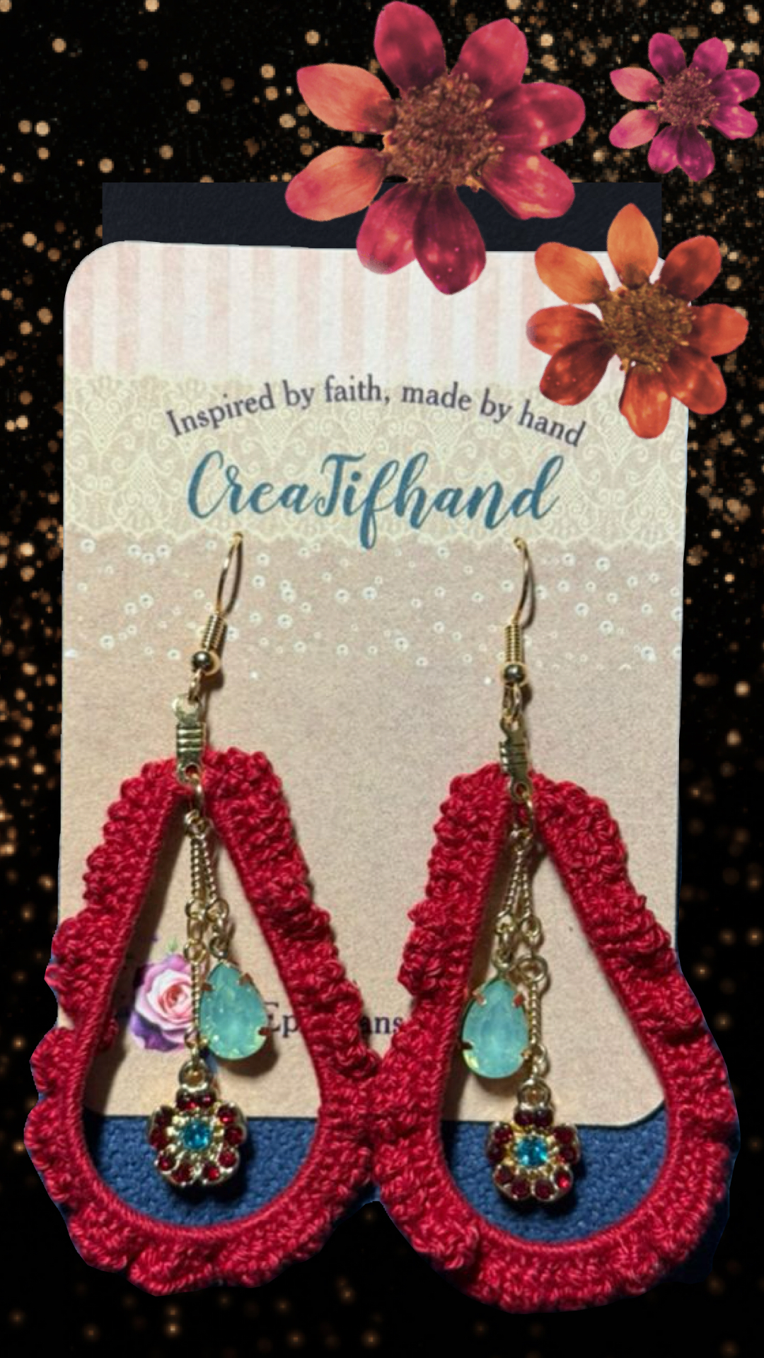 Red Flower Earrings
